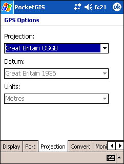 GPS Projections Settings GPS Projections Settings