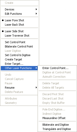 Laser Function Menu